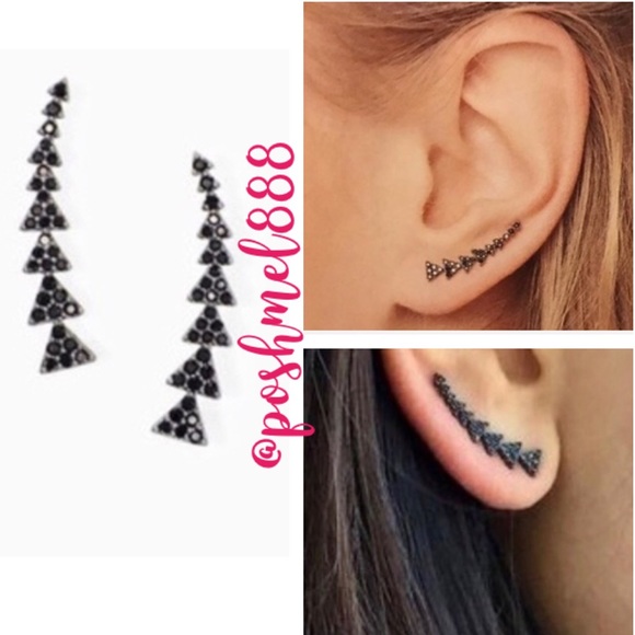 Stella & Dot Jewelry - :: Stella & Dot🖤⚔️🖤Black Hematite Pavé Triangle Ear Climbers Rare Retired